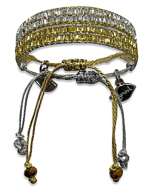 Ayounik Baby Talesh Crystal & Bead Slider Bracelets, Set Of 2 In Metallic