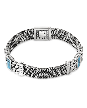 Shop John Hardy Sterling Silver Classic Chain Treated Turquoise & Black Matrix Rata Chain Bracelet In Blue/silver