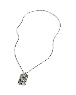 JOHN HARDY STERLING SILVER LEGENDS NAGA DRAGON DOG TAG PENDANT NECKLACE, 24