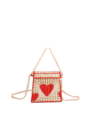 Mercedes Salazar Heart For Me Small Handmade Shoulder Bag In Red/natural