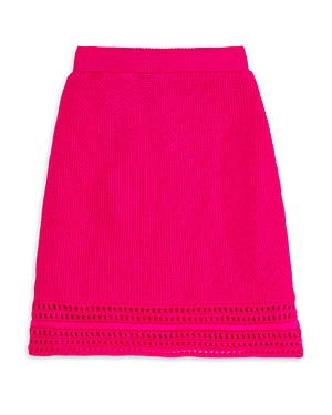 Aqua Girls' Crochet Elastic Waist Skirt - Big Kid In Hot Pink