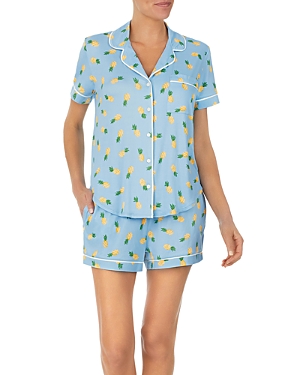 Kate Spade New York Printed Short Pajama Set In Blue/pineapple