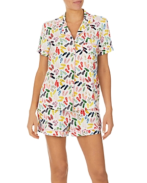 Kate Spade New York Short Pajama Set In White/sandal Multi