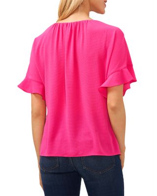 Ruffle Sleeve Drop Shoulder Blouse
