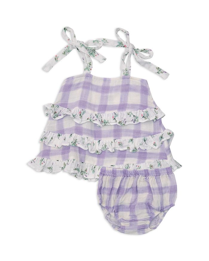 Angel Dear Girls' 2Pc. Lavender Rose Gingham Dress & Bloomer Set