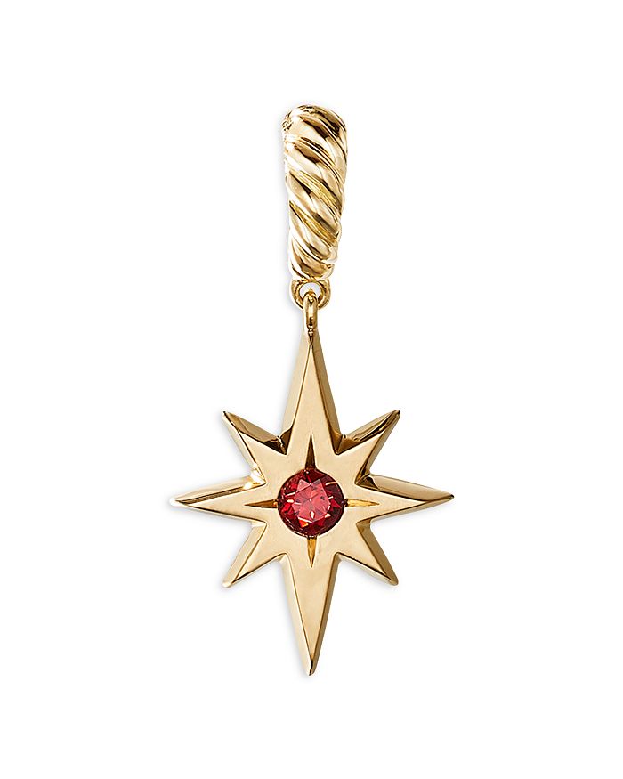 David Yurman - Cable Collectibles&reg; North Star Birthstone Charm in 18K Yellow Gold with Garnet