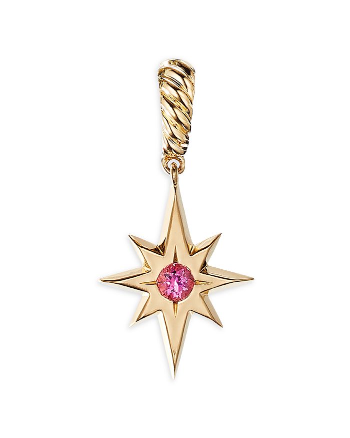 David Yurman - Cable Collectibles&reg; North Star Birthstone Charm in 18K Yellow Gold with Pink Tourmaline