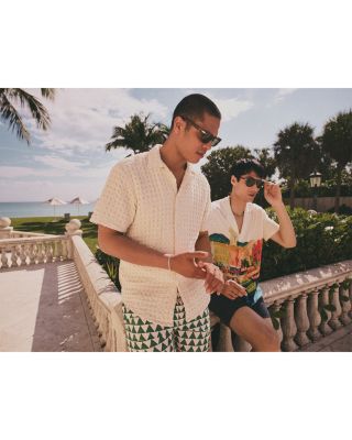 Cuba Cotton Waffle Regular Fit Button Down Camp Shirt 