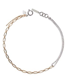 Justine Clenquet - Jamie Crystal & Imitation Pearl Choker Necklace in Gold-Tone & Palladium Tone, 15.74"