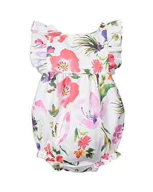 Shop Petite Plume Girls' Gardens Of Giverny Ruffled Romper - Baby In Multi