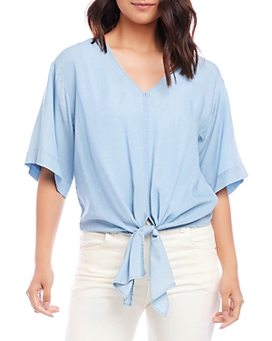 KAREN KANE CHAMBRAY TIE FRONT TOP