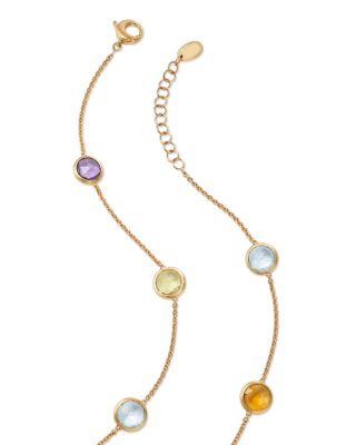 18K Yellow Gold Jaipur Multi Gemstone Necklace, 18" + 1.5" extender