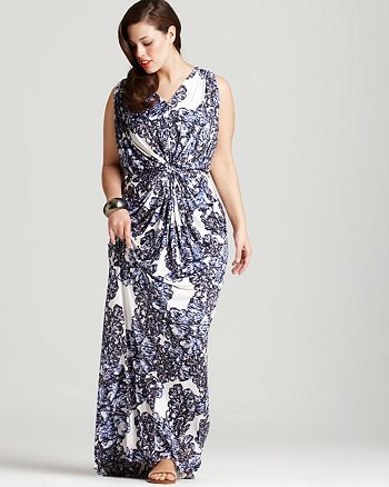 Tbags Los Angeles Plus Size Scroll Print Maxi Dress | Bloomingdale's