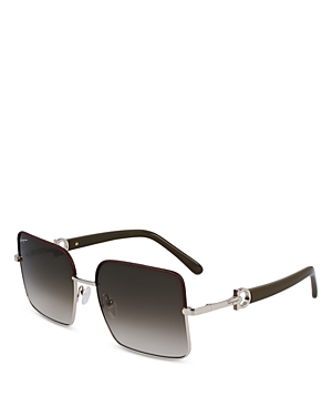 Shop Ferragamo Square Sunglasses, 60mm In Brown/gray Gradient