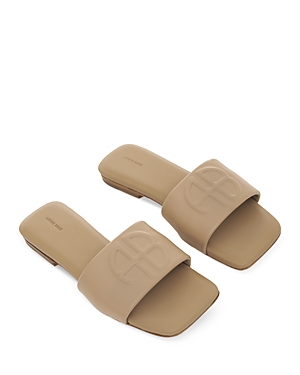 Anine Bing Ria Slides In Butterscotch Monogram In Butterscotch