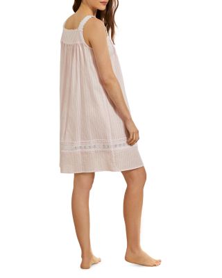 Cotton Dobby-Striped Chemise Nightgown