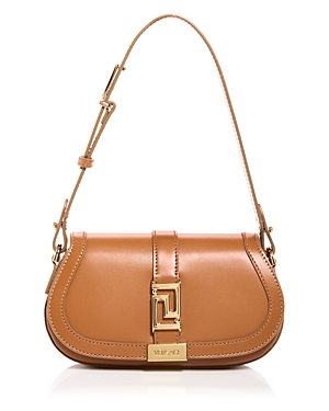 Versace Greca Goddess Mini Leather Handbag In Caramel/ Gold