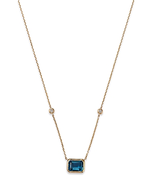 Bloomingdale's London Blue Topaz & Diamond Pendant Necklace in 14K Yellow Gold, 18 - 100% Exclusive