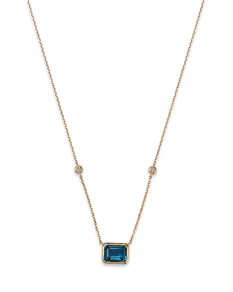 Bloomingdale's London Blue Topaz & Diamond Pendant Necklace In 14k Yellow Gold, 18 - Exclusive In London Blue Topaz/gold