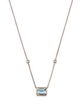 Bloomingdale's - Aquamarine & Diamond Pendant Necklace in 14K Rose Gold, 18" - 100% Exclusive