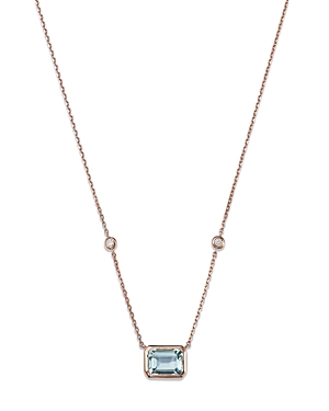 Bloomingdale's Aquamarine & Diamond Pendant Necklace in 14K Rose Gold, 18 - 100% Exclusive