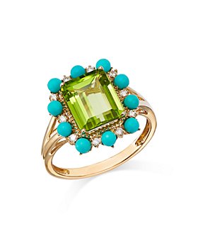 Bloomingdale's - Peridot, Turquoise, & Diamond Statement Ring in 14K Yellow Gold - 100% Exclusive