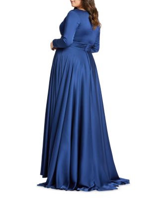 Satin Long Sleeve Evening Gown