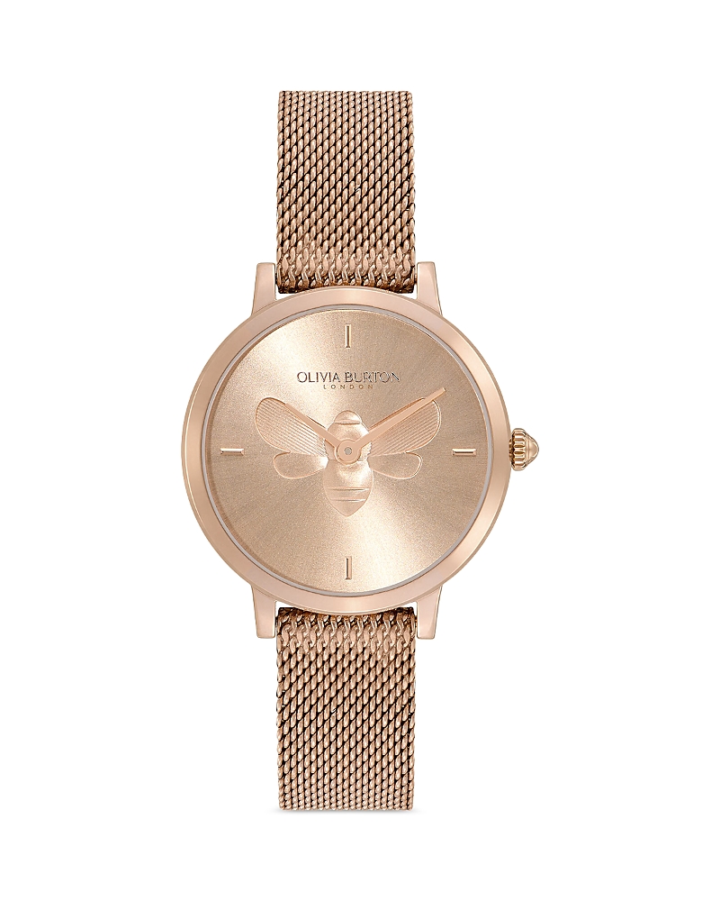 Olivia Burton Women's Ultra Slim Bee Carnation Gold-tone Steel Watch 28mm In Rose Gold