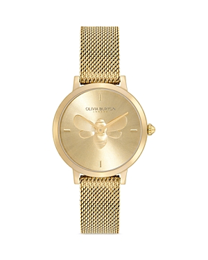 Shop Olivia Burton Ultra Slim Bee Watch, 28mm In Gold