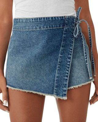 Monogram Denim Mini Wrap Skirt - Women - Ready-to-Wear