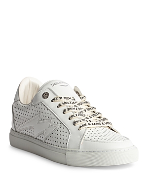 Zadig & Voltaire Women's La Flash Smooth Lace Up Low Top Sneakers In Blanc