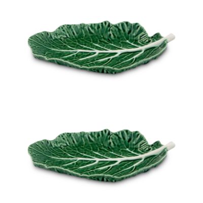 Bordallo Pinheiro - 11" Cabbage Leaf Platter, Set of 2