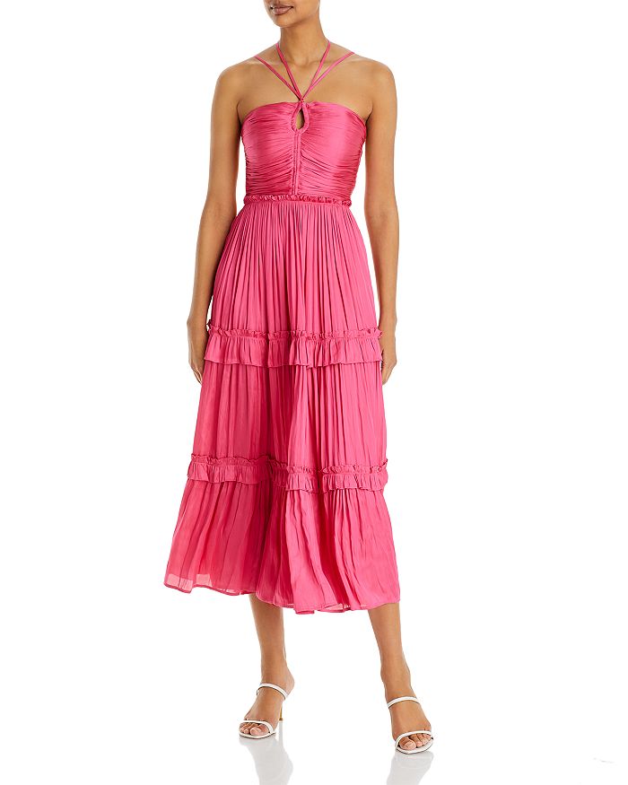 Aqua Women's Strappy Ruched Midi Dress - 100% Exclusive - Pink - Size S - Hot Pink