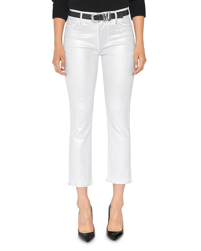 Frame Le High Rise Straight Ankle Jeans In Chrome Blanc