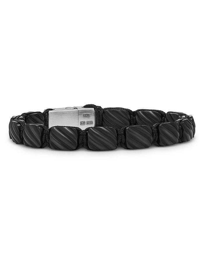 David Yurman - Sculpted Cable Woven Tile Bracelet in Black Titanium with Sterling Silver