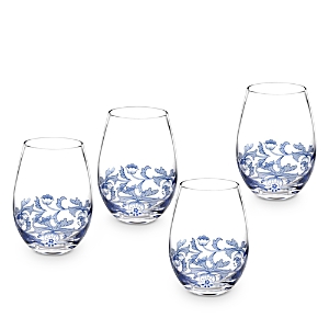 Spode Blue Italian Stemless Glasses, Set of 4