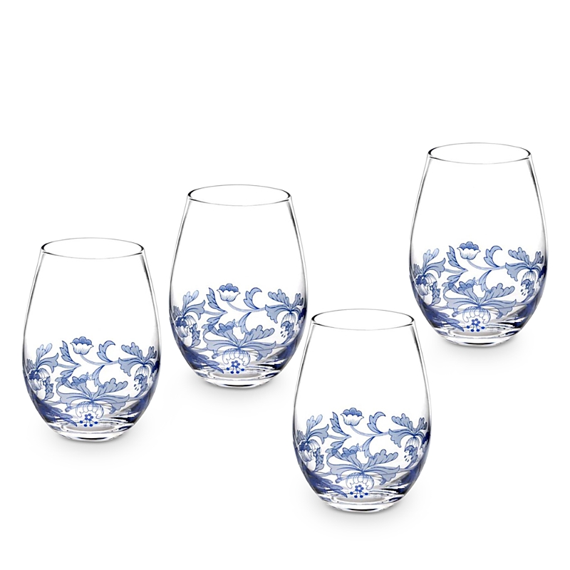 SPODE BLUE ITALIAN STEMLESS GLASSES, SET OF 4