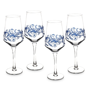 Spode Set Of 4 Blue Italian Wine Glasses In Blue