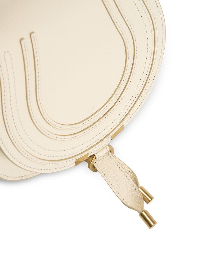 Shop Chloé Marcie Small Leather Saddle Bag In Misty Ivory/gold