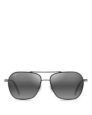 Maui Jim Mano Polarized Aviator Sunglasses, 57mm In Black/gray Polarized Solid