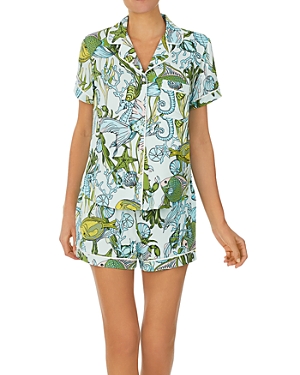 Shop Kate Spade New York Short Pajama Set In Green/sea Life