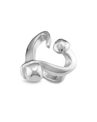  Silver-Plated Open Ring with a Nailed Heart Design