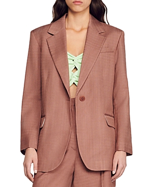 Sandro Harper One Button Jacket In Clay
