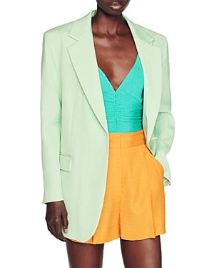 Sandro Harper One Button Jacket In Light Green