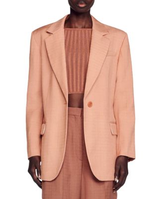 Sandro Harper One Button Jacket In Umber Land