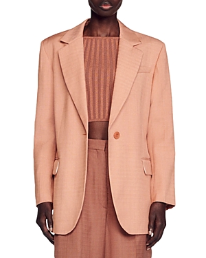 Sandro Harper One Button Jacket In Umber Land