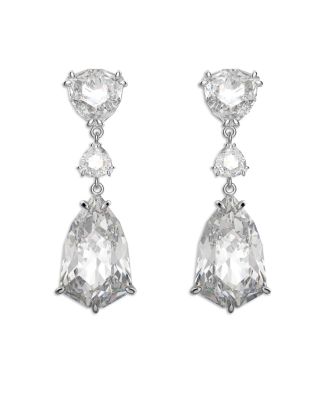 Swarovski Mesmera Trilliant Crystal Drop Earrings in Rhodium Plated ...