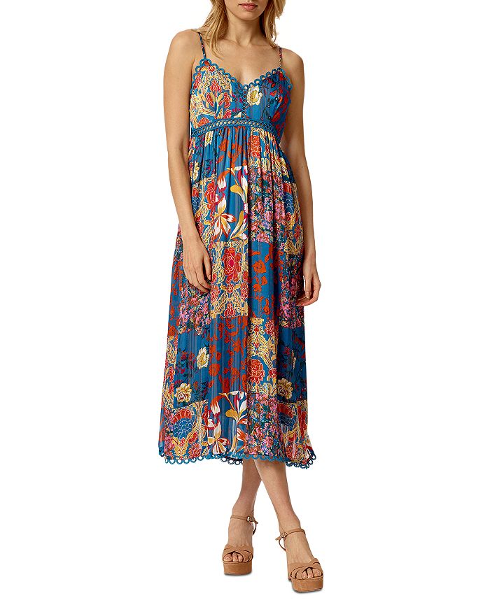 Stellah Floral Patchwork Midi Dress | Bloomingdale's