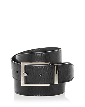 Shop Ferragamo Leather Reversible Belt In Nero/hickory