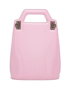 Ferragamo Wanda Top Handle Shoulder Bag Leather North South In Bubble Gum/gold